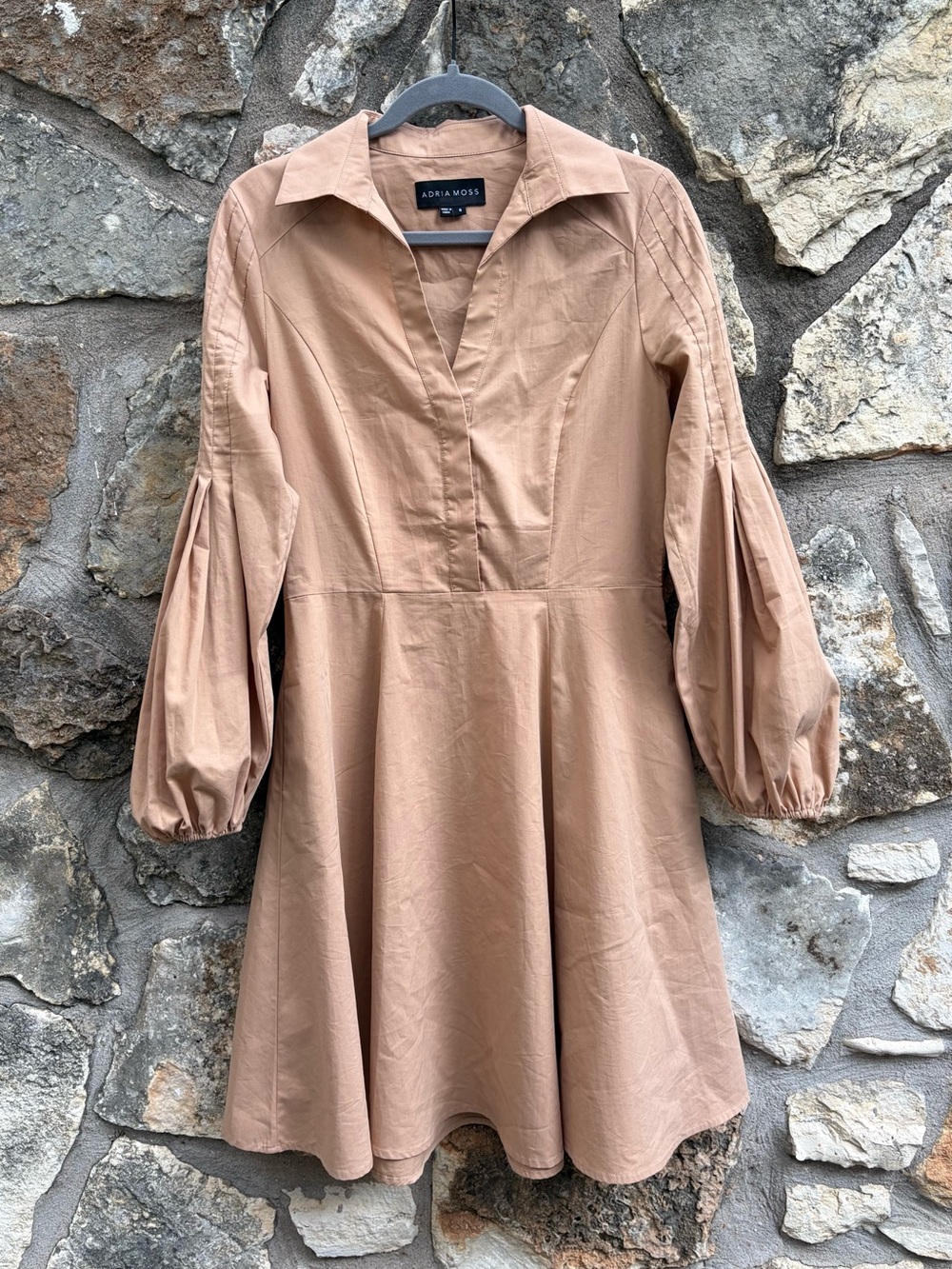 ADRIA MOSS Anthropologie Camel Balloon Sleeve Dress sz 6